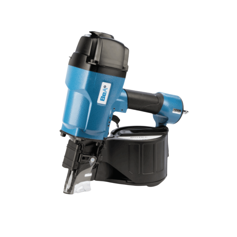 BeA DC/80-802C coil nailer with 16° magazine, blue and black finish, designed for 50–80mm nails in pallet, timber, and packaging work.