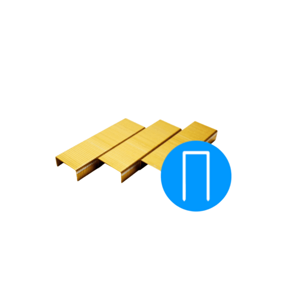 BeA Packfix 15 mm copper plated carton closing staples, chisel point, for packaging and crate assembly.