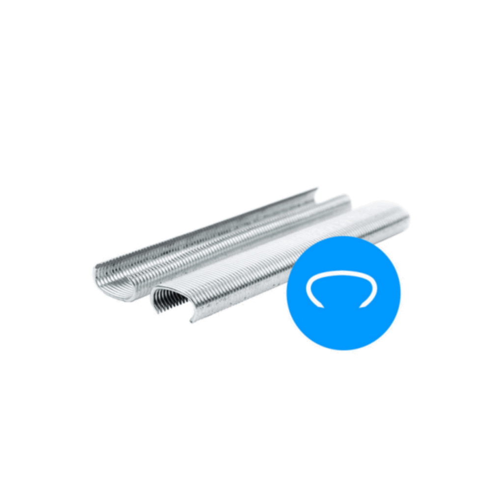 BeA Hog Rings CL 20, 11.2 mm galvanized steel with chisel point, 20 mm crown width for fencing, netting, and fastening applications.