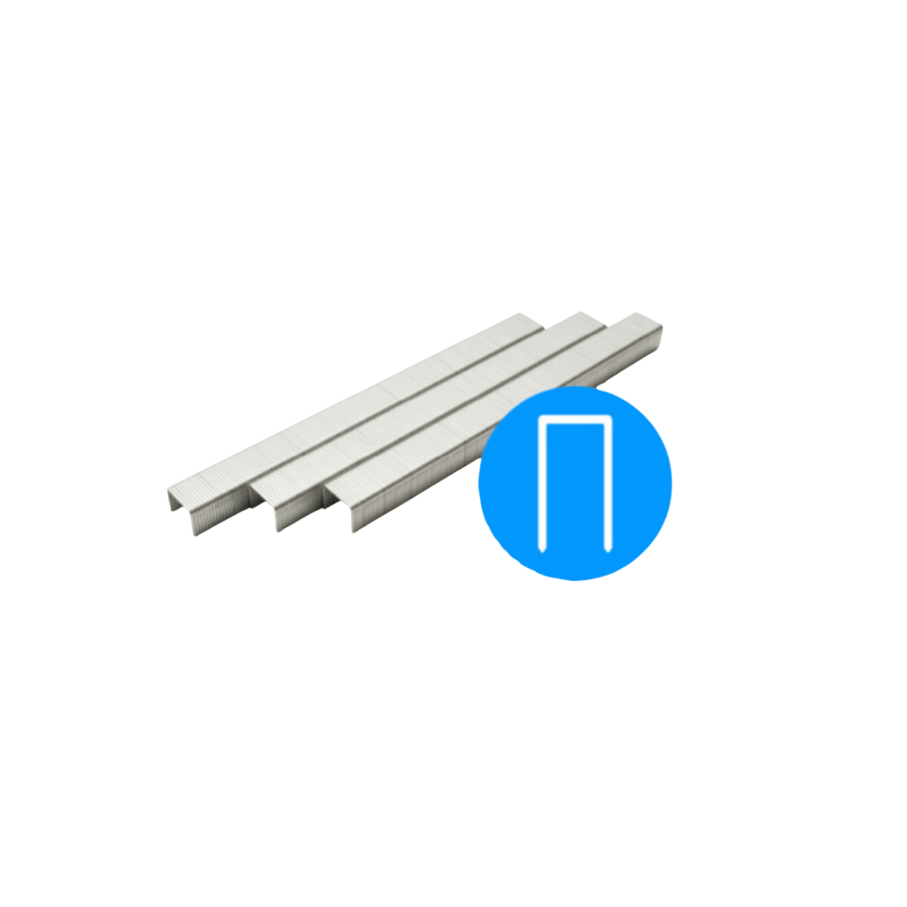 BeA Type 71 fine wire staples, 8 mm length, steel galvanised, chisel point, for upholstery and furniture making.