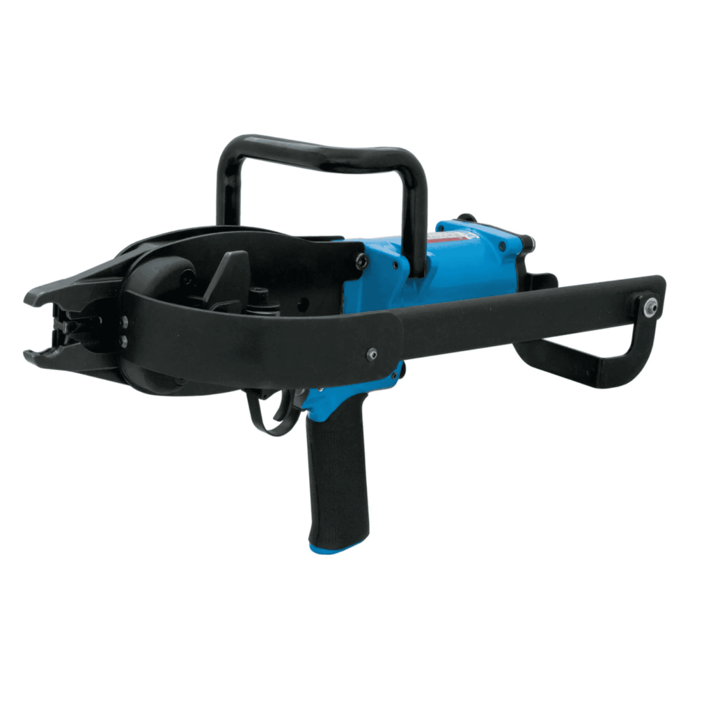 Fasco CL45A pneumatic gabion hog ring plier with curved nose and top-loading 100-ring magazine; closes heavy 45 mm C-rings on gabion cages and wire mesh — Air Gun Services NZ