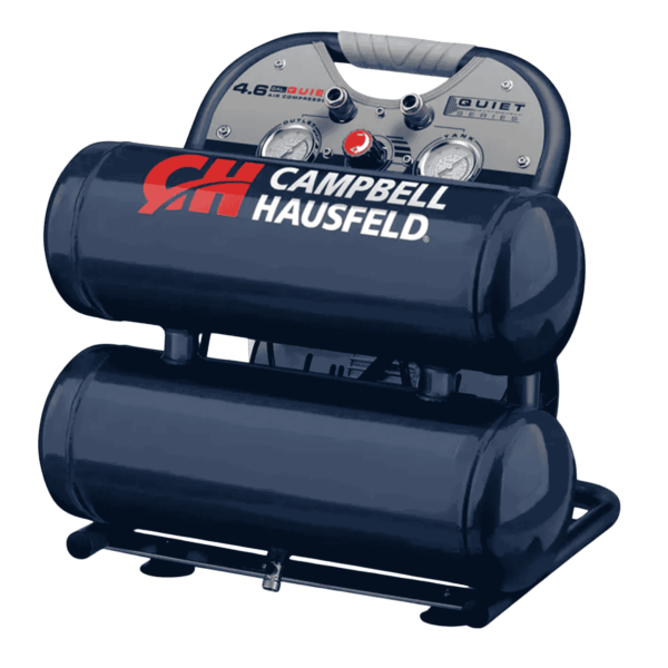 Campbell Hausfeld quiet twin-stack air compressor, 1 HP, 17 L, oil-free — Air Gun Services NZ