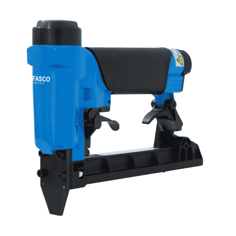 Fasco F1B 7C-16 automatic fine-wire stapler with slim nose and 180-shot bottom-loading magazine, drives 7C 6–16 mm staples for upholstery & trim — Air Gun Services NZ