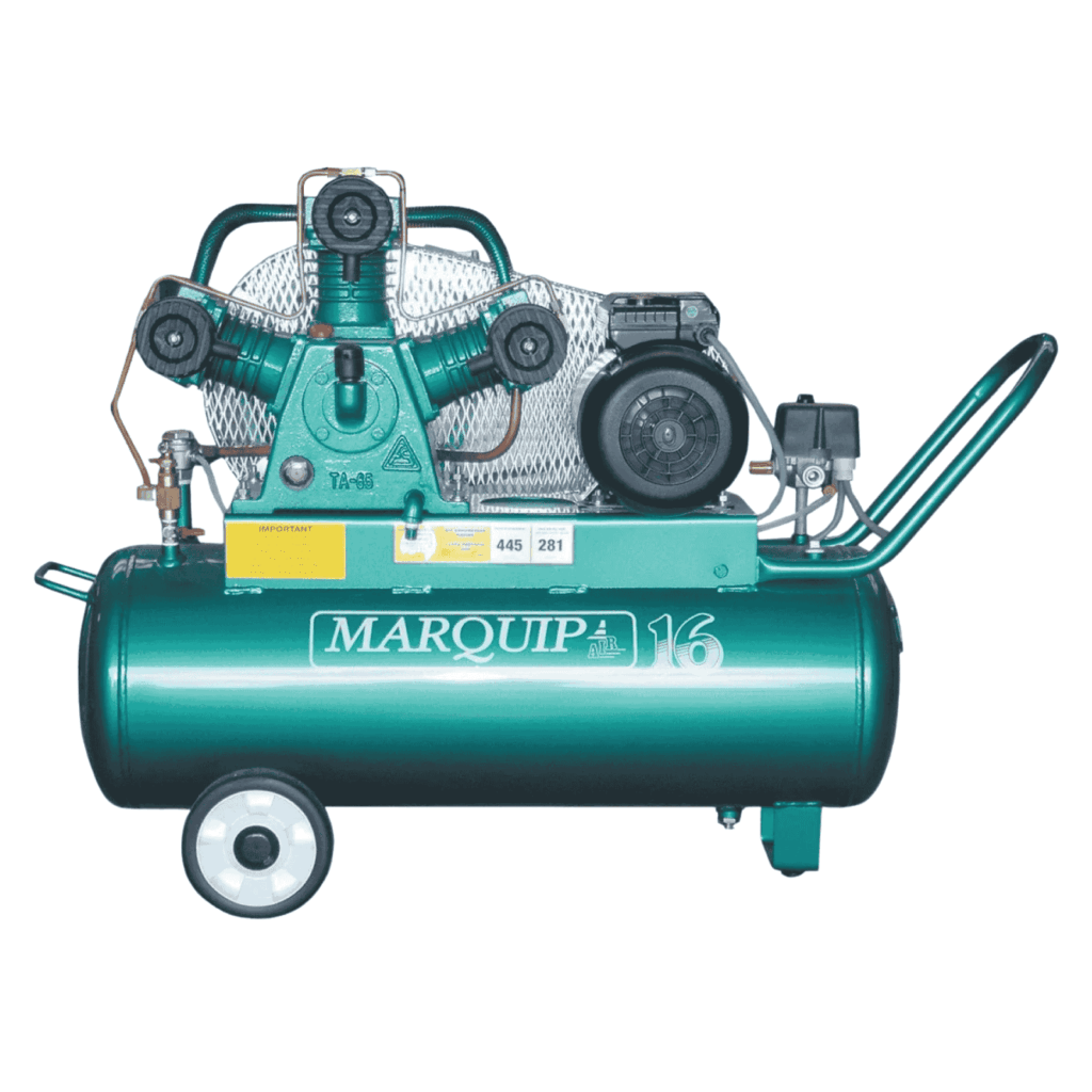 Marquip Industrial 16 belt-drive air compressor, 2.7 HP (2.0 kW), 50 L, 300 L/min @ 7 bar, 9.4 bar max — Air Gun Services NZ
