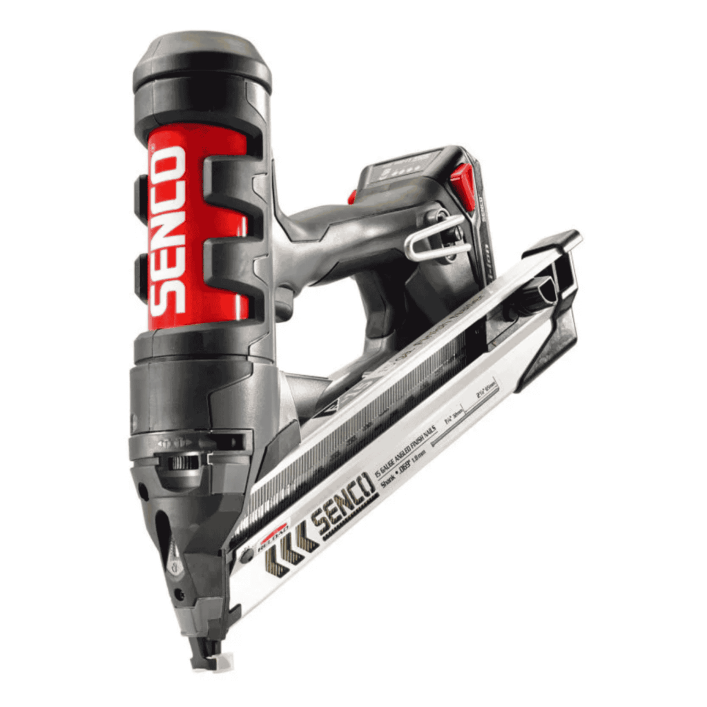 Senco Fusion FN65DA 15ga 34° cordless angled finish nailer with depth control, quick-clear latch and 110-nail magazine — Air Gun Services NZ