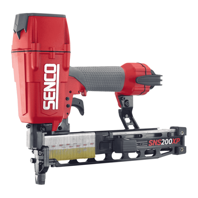 Senco SNS200XP 16ga construction stapler with 11.1 mm crown, top-loading high-capacity magazine, depth adjustment and rear exhaust for framing, sheathing and subfloor work — Air Gun Services NZ