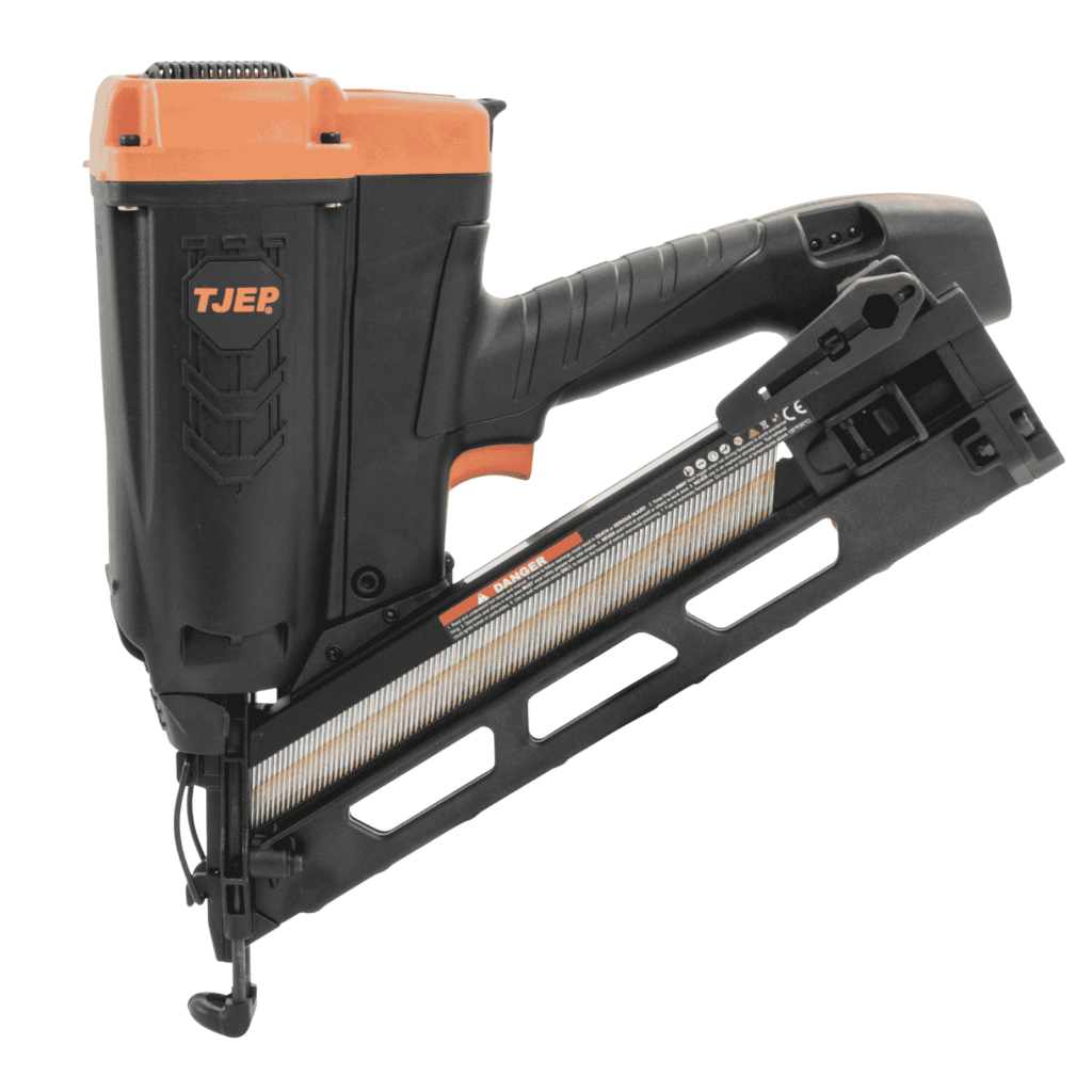 TJEP AB-15/64 15ga 34° angled gas finish nailer, 25–64 mm DA nails, depth control, 2.32 kg — Air Gun Services NZ