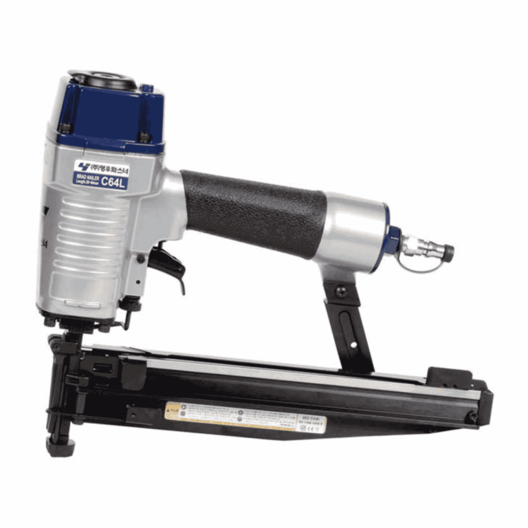 Youngwoo C64L 16-gauge C-pin (T-pin) pneumatic nailer with 20–64 mm pin range for woodworking and interior trim – Air Gun Services NZ