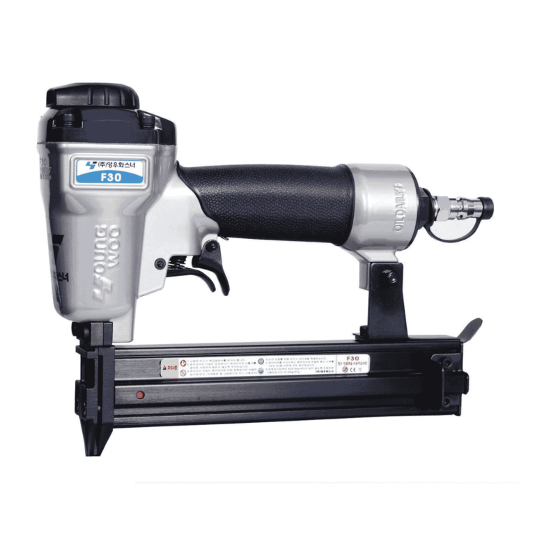 Youngwoo F30 18-gauge F-pin brad nailer (air tacker) with safety nose and depth adjust