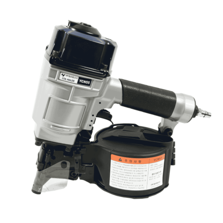 Youngwoo YCN55 15° coil nailer driving 25–57 mm wire-welded coil nails for pallets, packaging, flooring and panels — Air Gun Services NZ